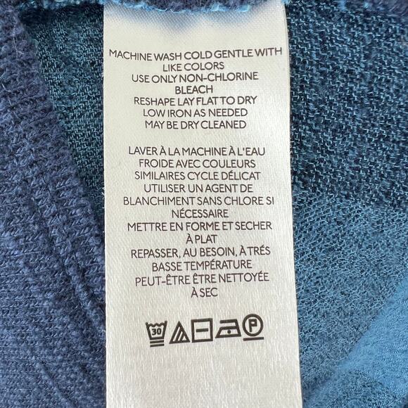 Anthropologie Pilcro Blue Sweater Top Plaid Plunge Neck Inverted Pleat Size XS - Picture 9 of 10